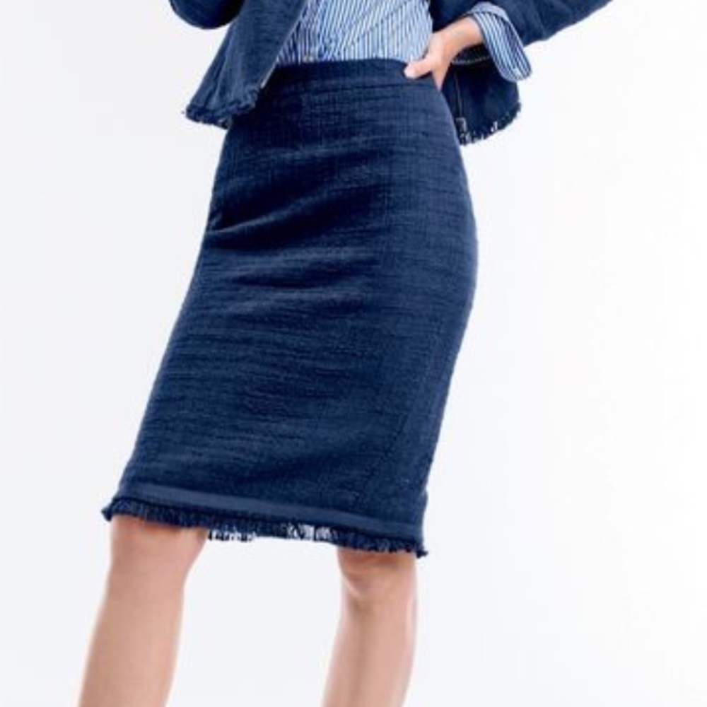 J Crew Fringe Tweed Pencil Skirt